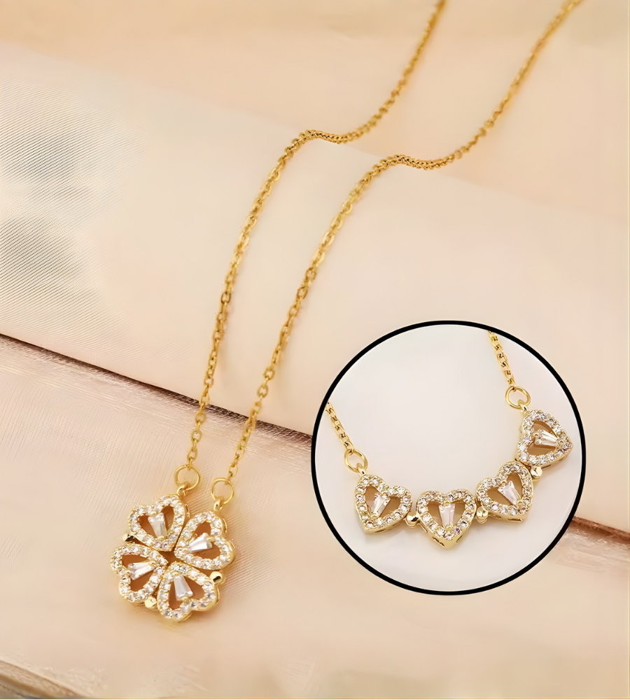 🍀💖 Collar Trébol Desplegable a Corazones - Dos Estilos, Un Significado
