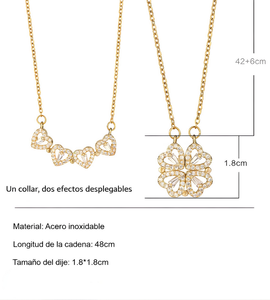🍀💖 Collar Trébol Desplegable a Corazones - Dos Estilos, Un Significado